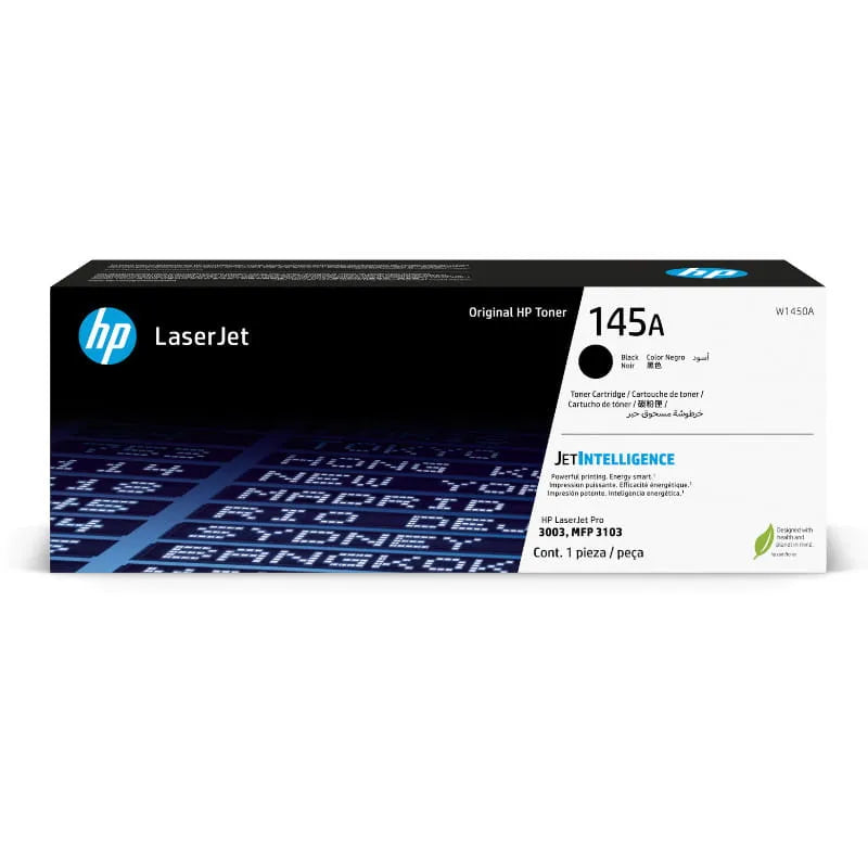 HP 145A Original Black Toner Cartridge, genuine HP LaserJet toner for compatible HP printers, delivering crisp black text, professional-quality documents, consistent print quality, and reliable performance for everyday home and office printing.