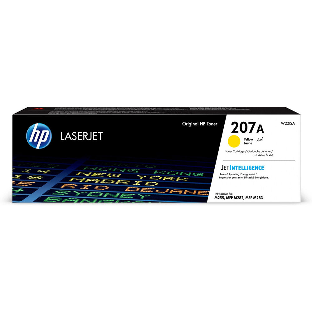 HP 207A Original Yellow Toner Cartridge, genuine HP LaserJet toner for compatible HP colour laser printers, delivering bright yellow colour, consistent print quality, and reliable performance for professional home and office printing.