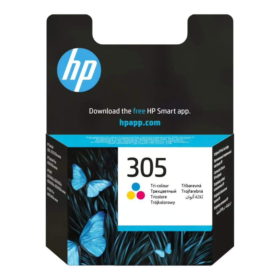 HP 305 Tri-color Original Ink Cartridge for HP DeskJet and HP ENVY printers – genuine HP colour ink for vibrant prints and reliable performance.