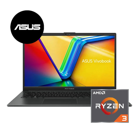 ASUS Vivobook Go 15 E1504FA laptop with AMD Ryzen 3 7320U processor, 8GB LPDDR5 RAM, 512GB SSD, and 15.6-inch Full HD IPS display, delivering fast, reliable performance for work, study, and everyday computing.