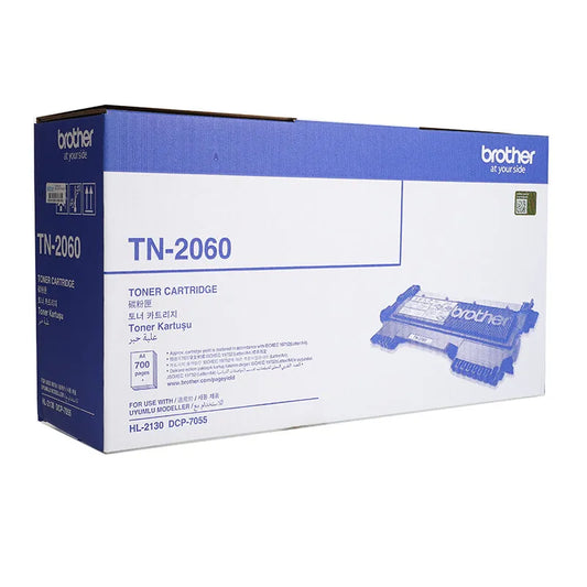 Brother TN-2060 Original Black Toner Cartridge, genuine Brother toner for compatible Brother laser printers, delivering sharp black text, professional-quality documents, consistent print quality, and reliable performance for everyday home and office printing.