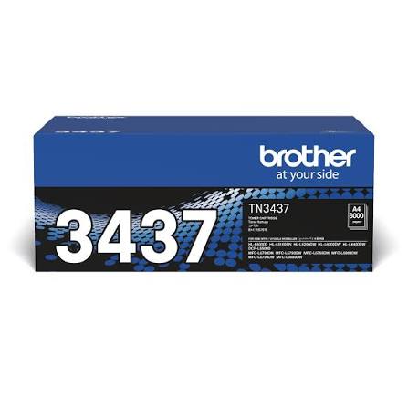 Brother TN-3437 Original Standard Yield Black Toner Cartridge, genuine Brother toner for compatible Brother laser printers, delivering sharp black text, professional-quality documents, consistent print quality, and reliable performance for everyday office printing.