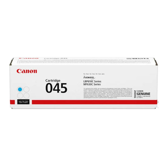 Canon CRG-045C Original Cyan Toner Cartridge, genuine Canon toner for compatible colour laser printers, delivering vibrant cyan colour, consistent print quality, and reliable performance for professional home and office printing.