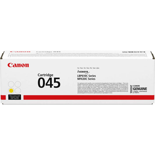 Canon CRG-045Y Original Yellow Toner Cartridge, genuine Canon toner for compatible colour laser printers, delivering bright yellow colour, consistent print quality, and reliable performance for professional home and office printing.