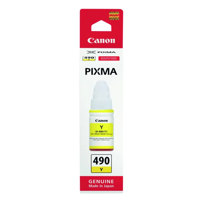 Canon Pixma GI-490 Original Yellow Ink Bottle for vibrant colour printing and high-quality photo output | Meimag Electronics