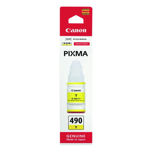 Canon Pixma GI-490 Original Yellow Ink Bottle for vibrant colour printing and high-quality photo output | Meimag Electronics