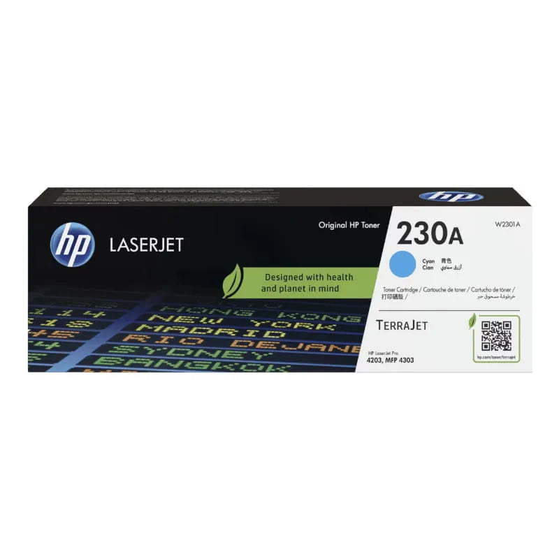 HP 230A Cyan Original Toner Cartridge (W2301A) for HP Color LaserJet Pro printers – genuine HP cyan toner delivering vibrant colours, consistent print quality and reliable performance.