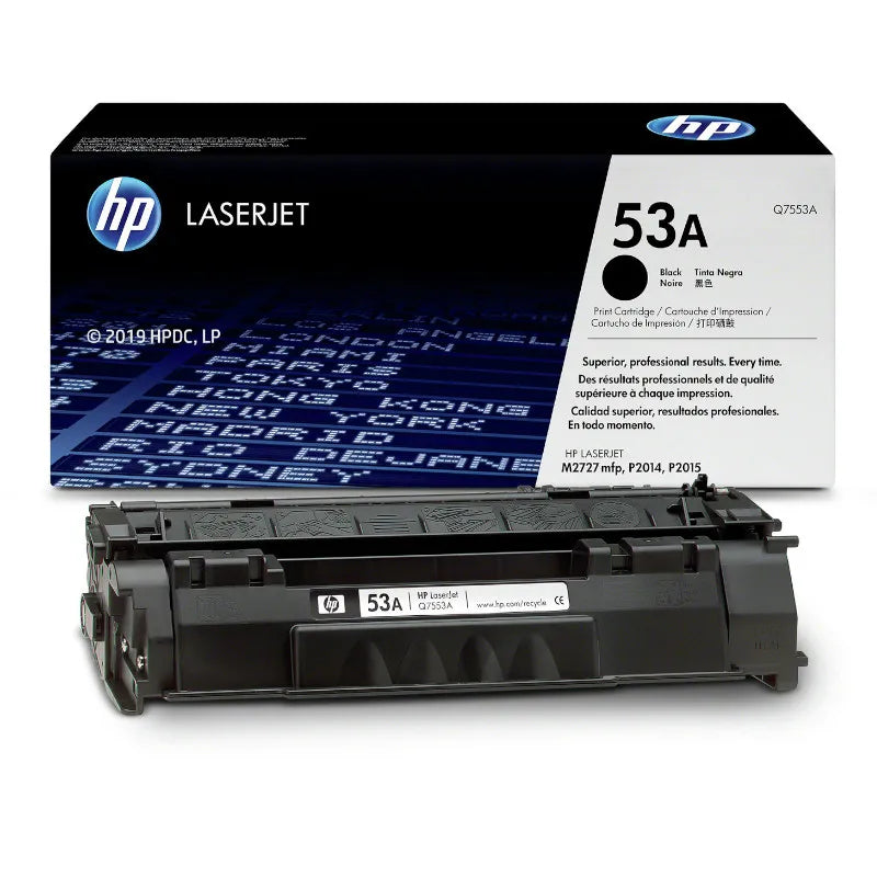 HP 53A Original Black Toner Cartridge, genuine HP LaserJet toner for compatible HP printers, delivering sharp black text, professional-quality documents, consistent print performance, and reliable results for everyday office printing.