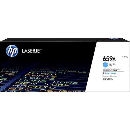 HP 659A (W2011A) Cyan Original Toner Cartridge for HP Color LaserJet Enterprise printers – genuine HP cyan toner delivering vibrant colours, consistent print quality and reliable performance.