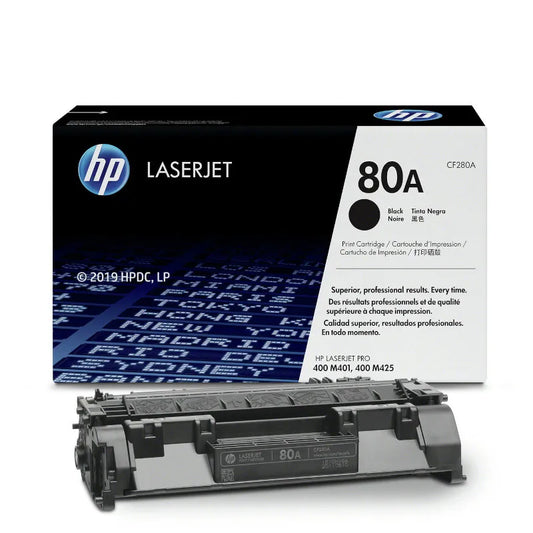 HP 80A Black Original Toner Cartridge (CF280A) for HP LaserJet Pro printers – genuine HP black toner delivering sharp text, consistent print quality and reliable performance.