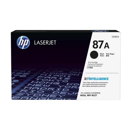 HP 87A Original Black Toner Cartridge, genuine HP LaserJet toner for compatible HP printers, delivering sharp black text, professional-quality documents, consistent print quality, and reliable performance for everyday business and office printing.