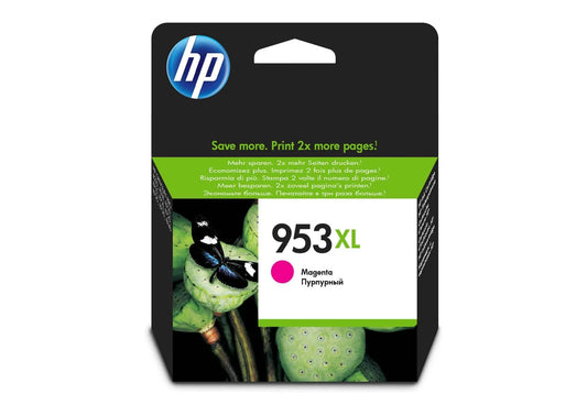 HP 953XL High Yield Magenta Original Ink Cartridge, genuine HP high-yield ink cartridge for compatible HP OfficeJet printers, delivering rich magenta colour, consistent print quality, and long-lasting performance for high-volume printing