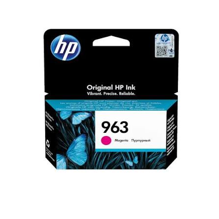 HP 963 Original Magenta Ink Cartridge, genuine HP standard-yield ink cartridge for compatible HP OfficeJet printers, delivering rich magenta colour, consistent print quality, and reliable performance for home and office printing.