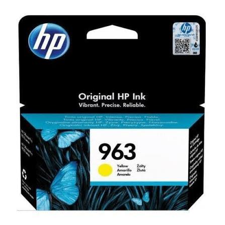 HP 963 Original Yellow Ink Cartridge, genuine HP standard-yield ink cartridge for compatible HP OfficeJet printers, delivering bright yellow colour, consistent print quality, and reliable performance for home and office printing.