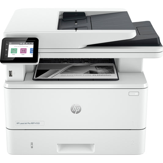 HP LaserJet Pro MFP 4103dw Monochrome Multifunction Laser Printer with wireless printing, automatic duplex, print, scan and copy for fast, reliable office productivity.