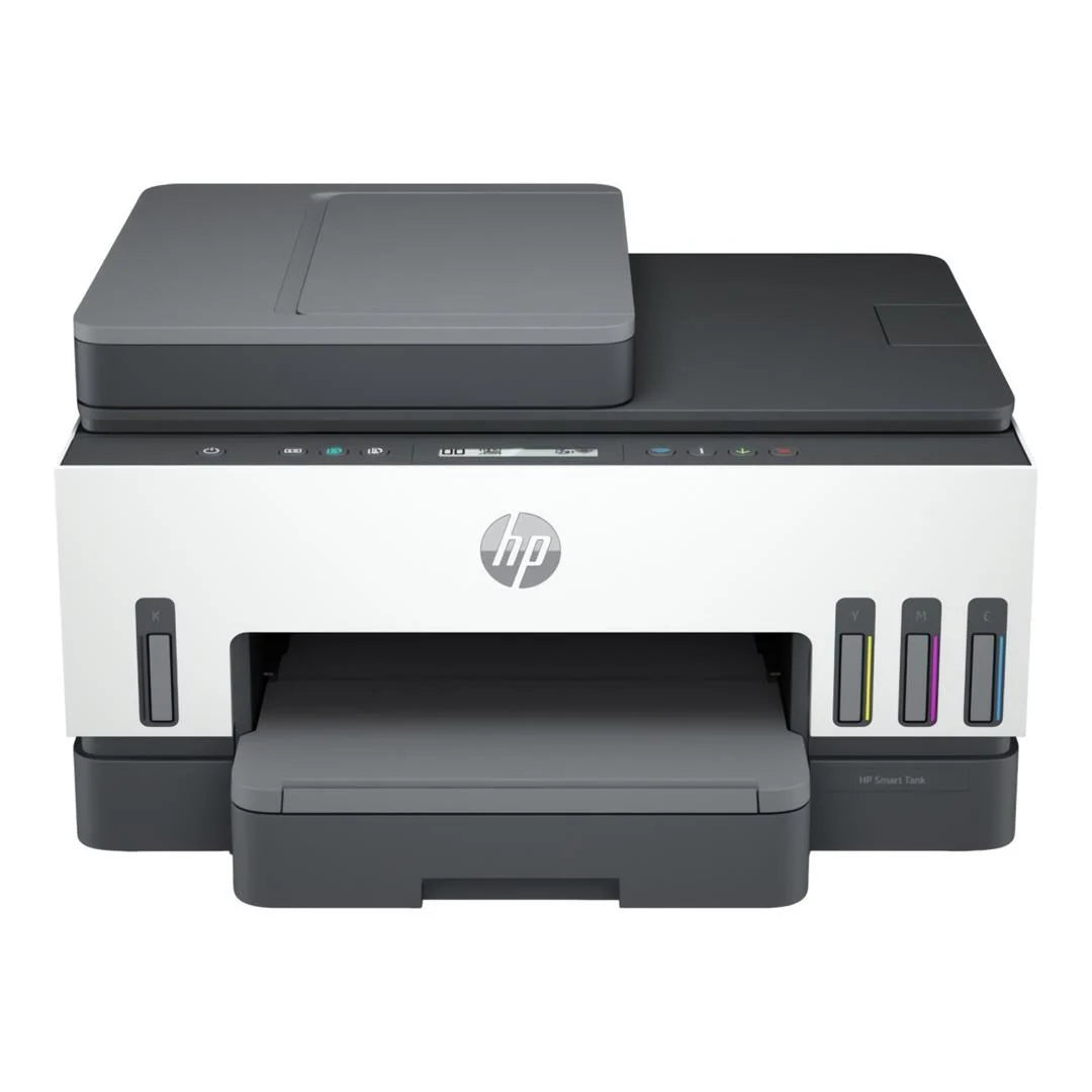 HP Smart Tank 750 Wireless All-in-One Printer with high-quality colour printing, scanning and copying, featuring wireless connectivity and low-cost ink for home and office use.
