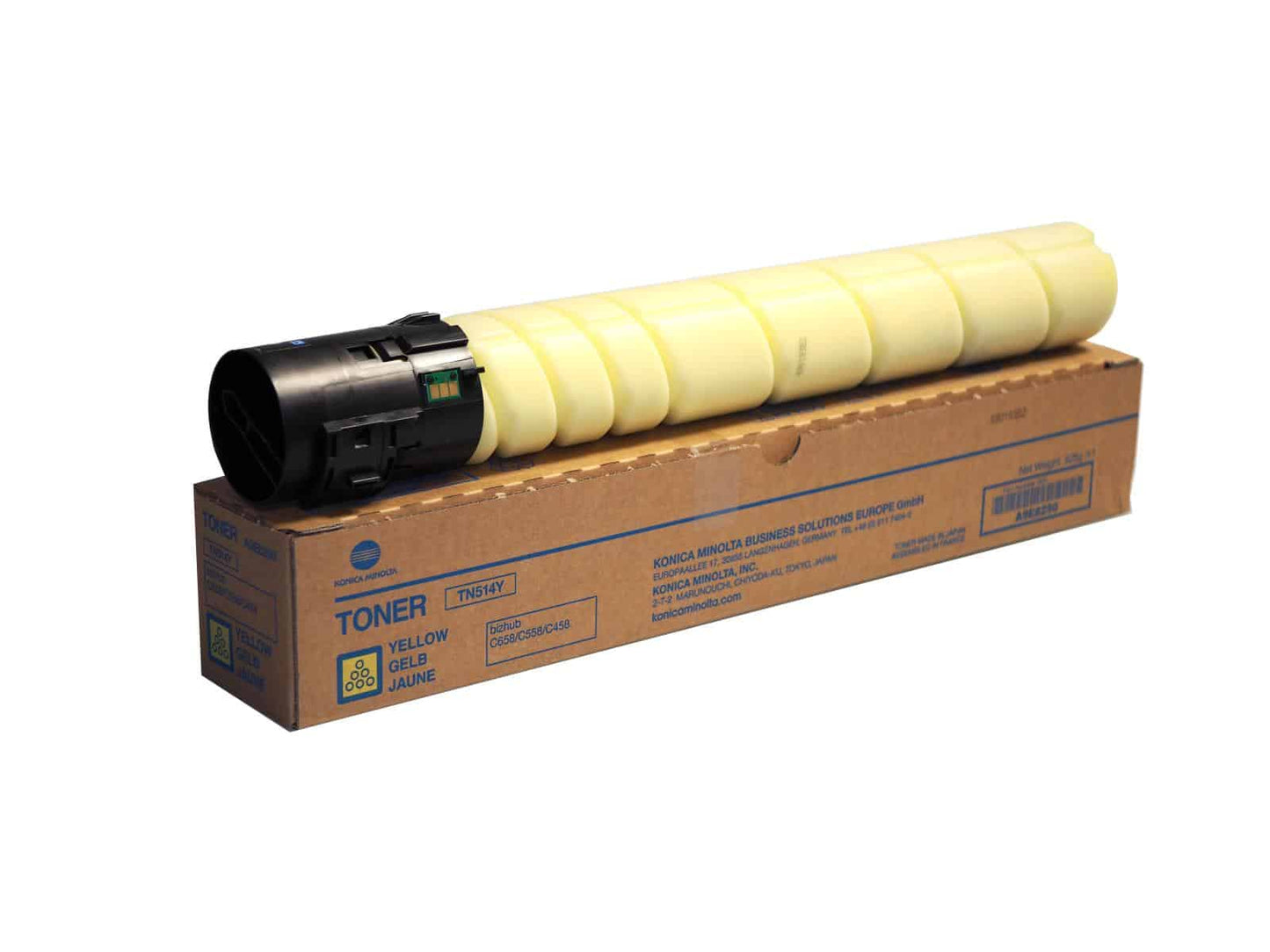 Genuine Konica Minolta TN-514Y original yellow toner for Bizhub C458, C558 and C658 multifunction printers, delivering vibrant colour, consistent print quality, and reliable performance.